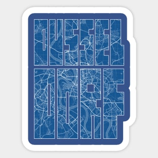 Dusseldorf, Germany City Map Typography - Blueprint Sticker